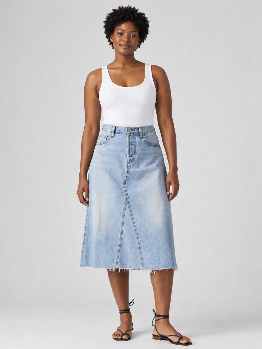 Levi's High Rise A Line Skirt Denim Light Wash Button Fly Women's Size 28